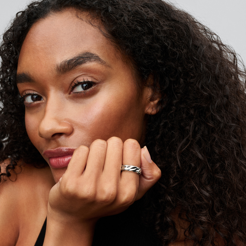 Pandora Essence 925 Sterling Silver Rippled Wide Band Ring 193886C00-54-zoom-