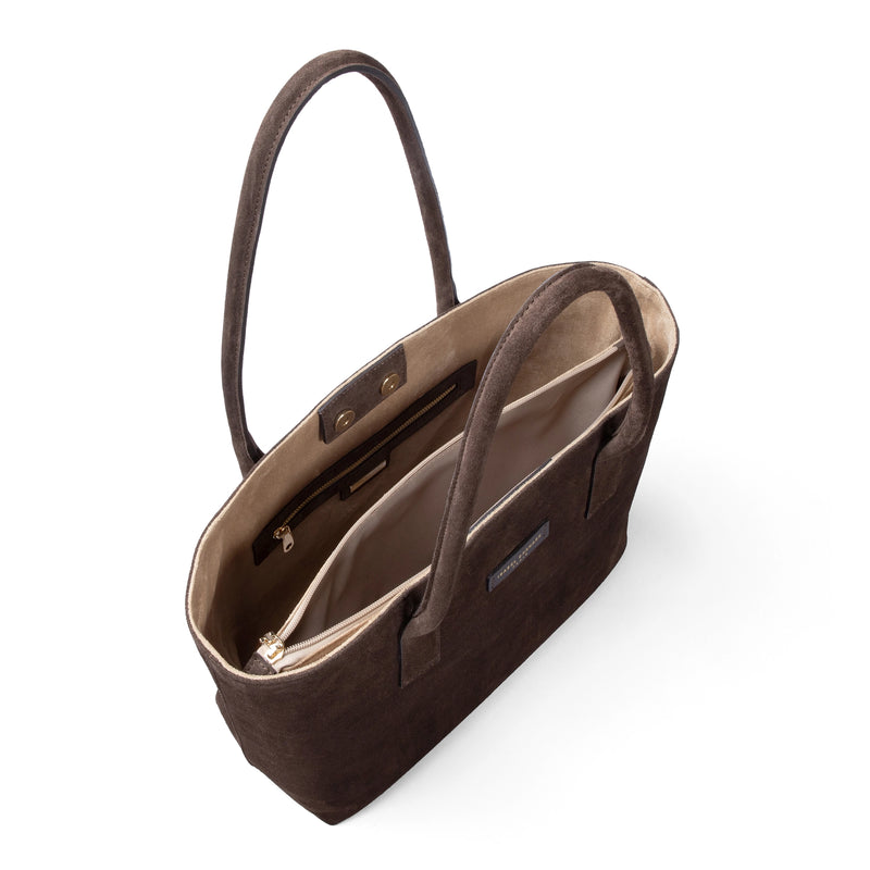 Isabel Bernard Honoré Elin Dunkelbraune Wildleder Schultertasche IB25111-131-zoom-