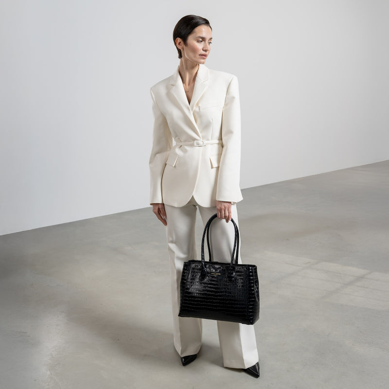 Isabel Bernard Honoré Cloe Kroko Schwarze Handtasche IB25007-zoom-