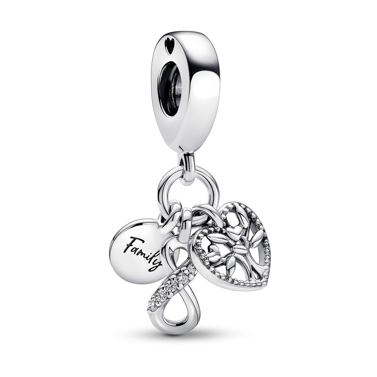 Pandora Moments 925 Sterling Silver Infinity, Disc And Heart Charm 792201C01