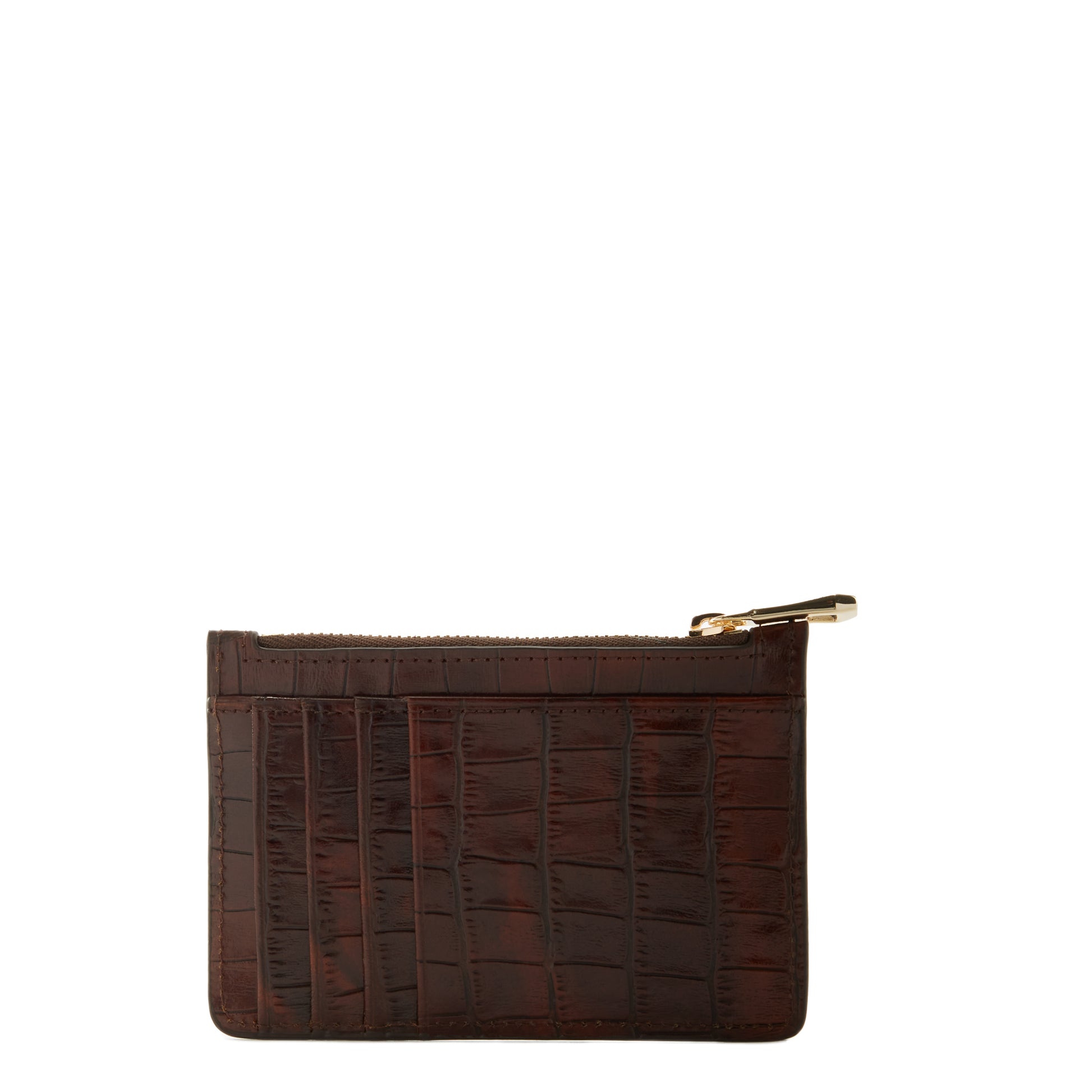 Isabel Bernard Honoré Aveline croco Brown Leather Card Holder made of Calfskin IB27019