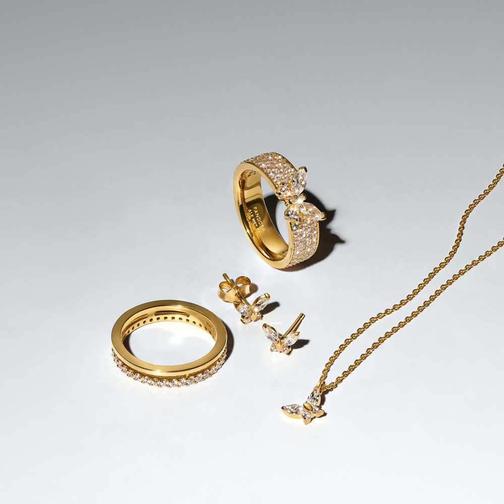 Pandora Timeless Gold Plated Butterfly Stud Earrings 264264C01