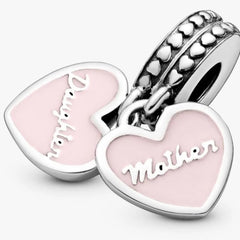 Pandora Moments 925 Sterling Silver Mother & Daughter Hearts Dangle Charm 792072EN40