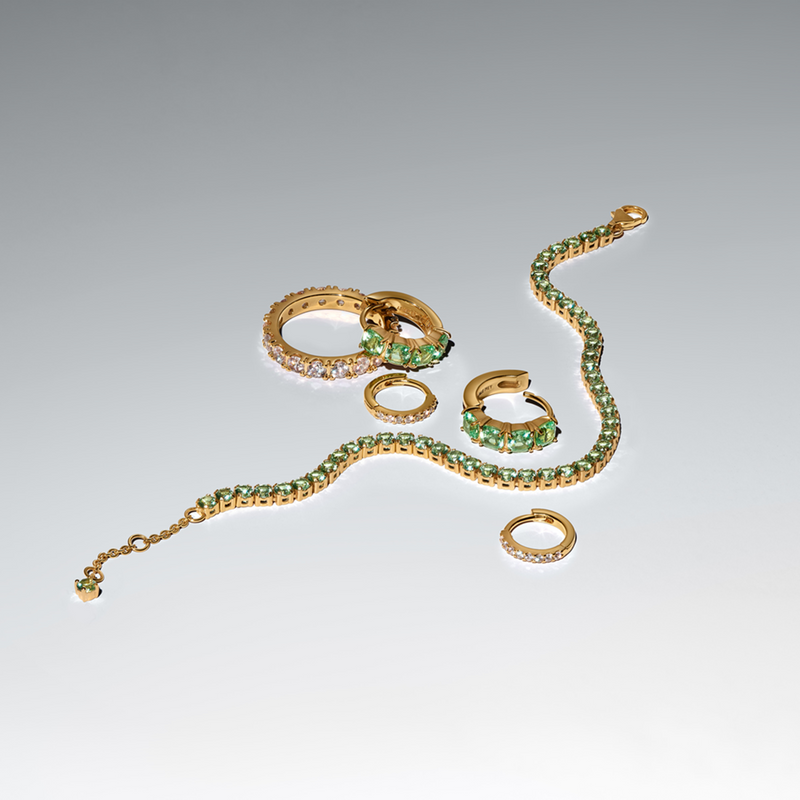 Pandora Timeless Gold Plated Sparkling Green Tennis Bracelet 561469C02-18-zoom-