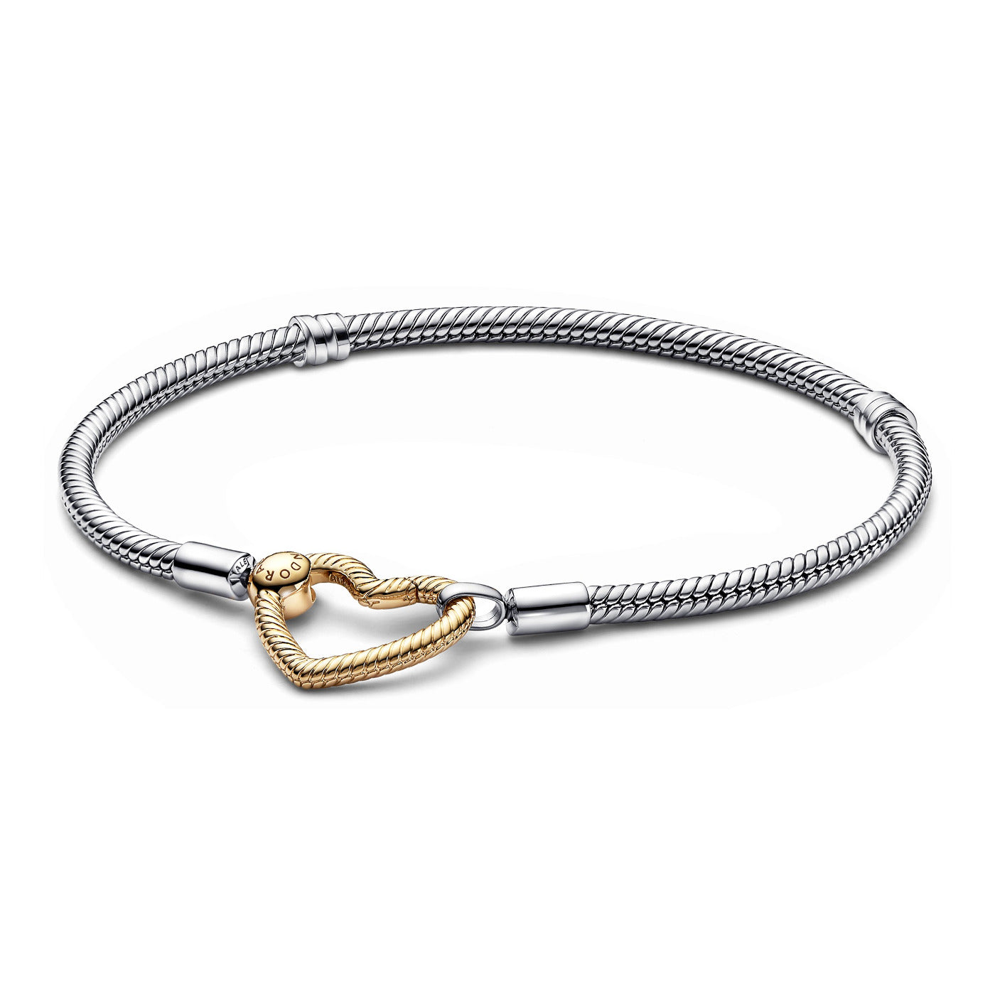 Pandora Moments 925 Sterling Silver Snake Chain Bracelet with 14 Carat Gold Plating 569539C00-19