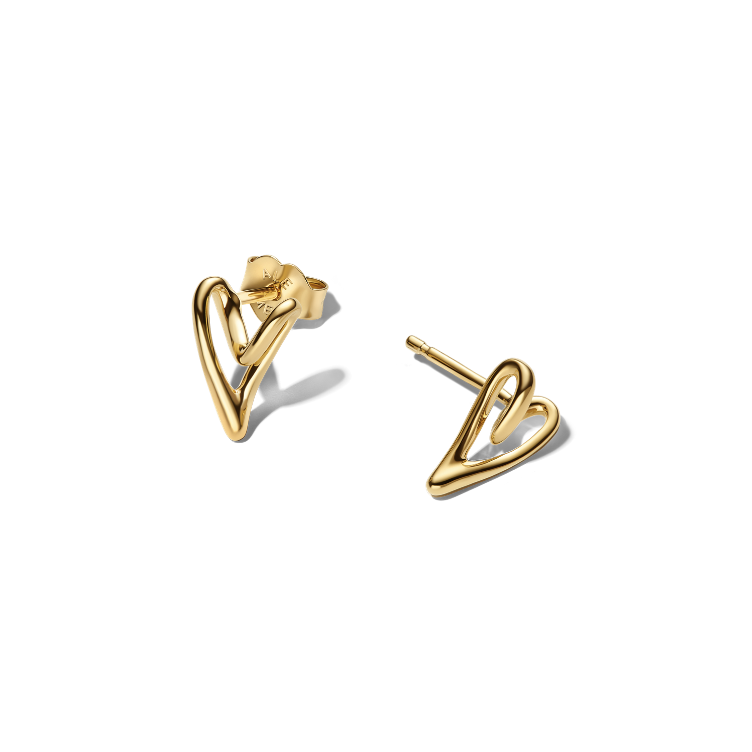 Pandora Essence Gold Plated Organically Shaped Heart Stud Earrings 264393C00
