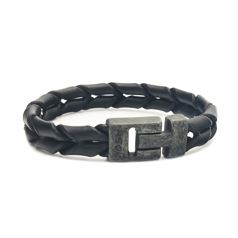 Josh Leather Bracelet 09284-BRA-VB/BLACK/M-zoom-