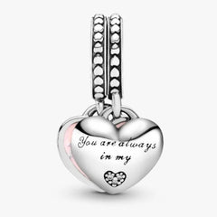 Pandora Moments 925 Sterling Silver Mother & Daughter Hearts Dangle Charm 792072EN40