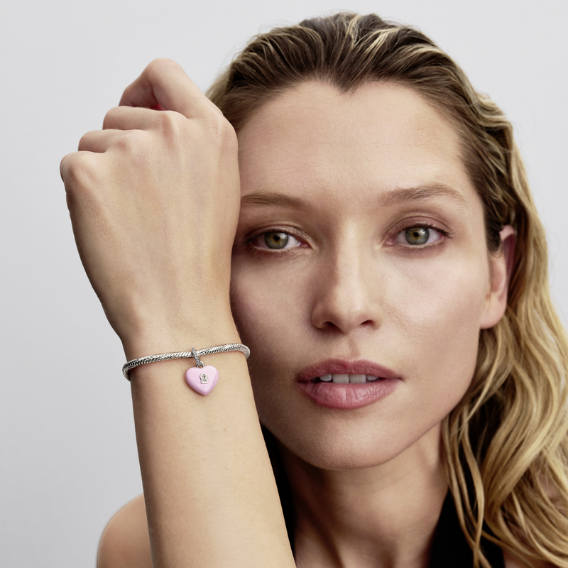 Pandora Moments 925 Sterling Silver Pink Ceramic Heart Padlock Pendant 794424C01-zoom-