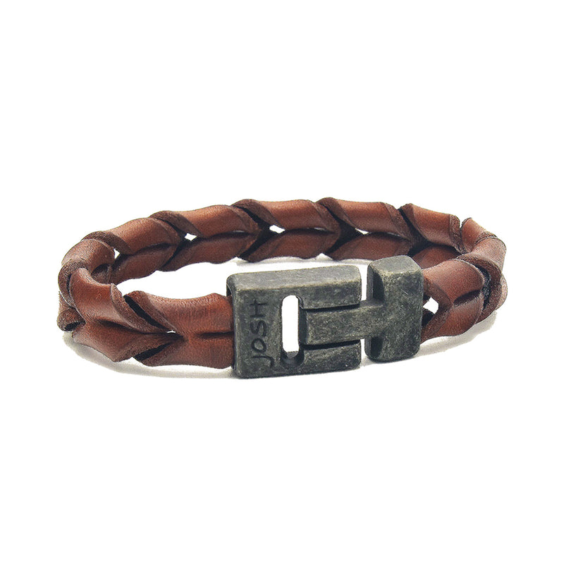Josh Leather Bracelet 09284-BRA-VB/COGNAC/M-zoom-