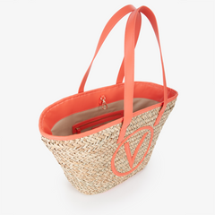 Valentino Bags Samuela Beige & Orange Shopper VBG90O01NATUR/CORAL