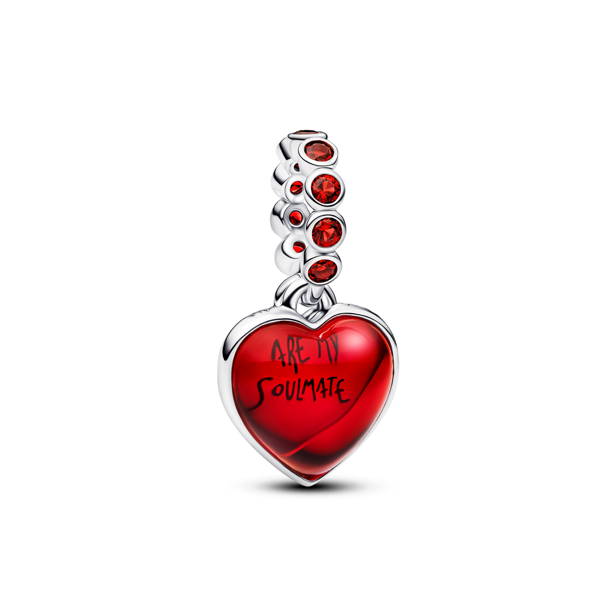 Pandora Moments 925 Sterling Silver Red Murano Glass Red Heart Hanging Charm 794429C01