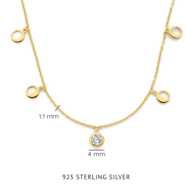 Violet Hamden Luna 925 Sterling Silberne Vergoldete Halskette mit Monden und Weißem Zirkonia-Stein VH340040-zoom-