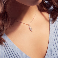 Karma 925 Sterling Zilveren Dots Pointy Oval Roségoudkleurige Ketting T240 (Lengte: 38.00-45.00 cm)