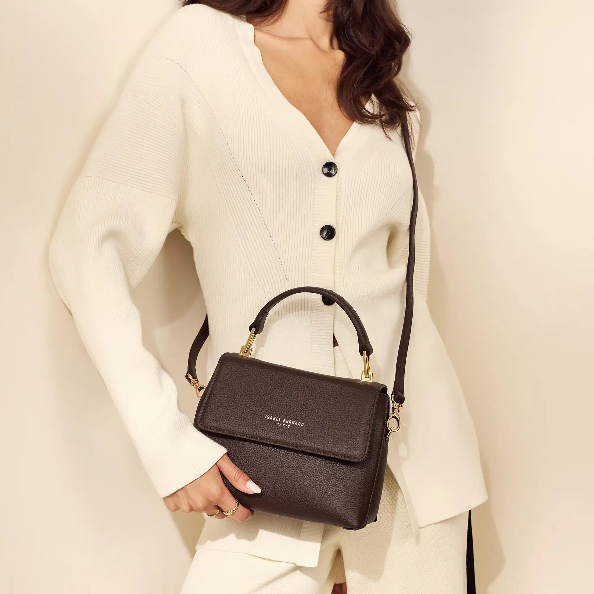 Isabel Bernard Femme Forte Heline Brown Calfskin Leather Handbag IB21130