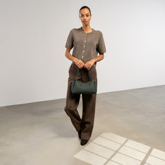 Isabel Bernard Honoré Eve Dark Green Calfskin Leather handbag IB21133-061