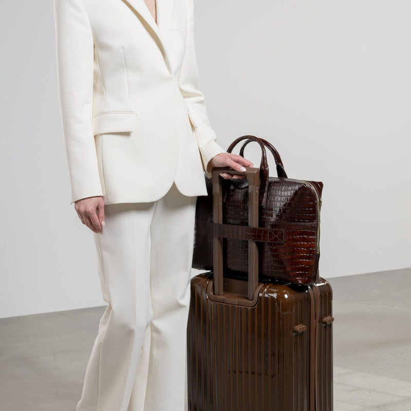 Isabel Bernard Honoré Anique Kroko Handtasche aus braunem Kalbsleder IB25073-zoom-