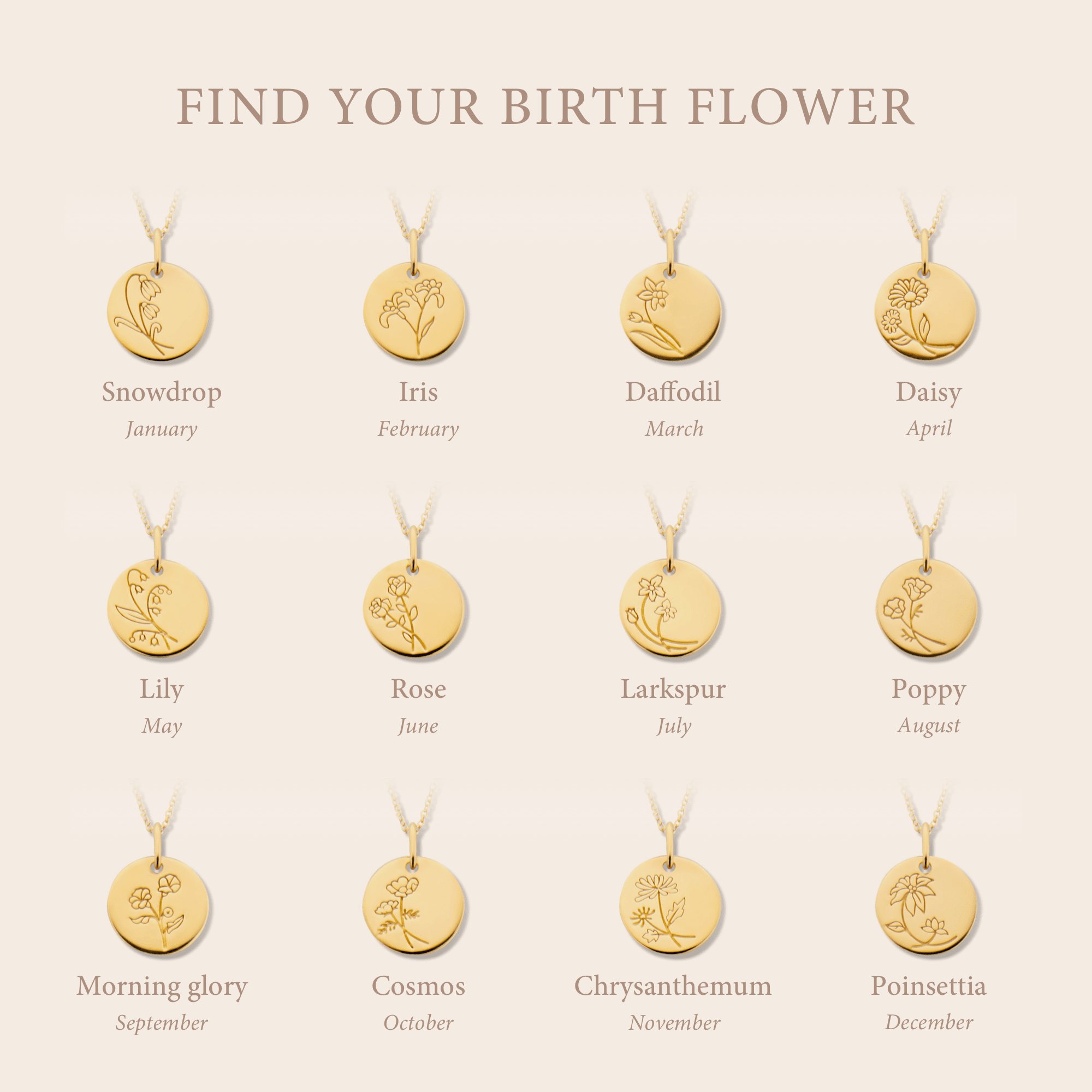 Violet Hamden Venus 925 Sterling Silver Gold-coloured Necklace with Birthflower VH340025-JUN