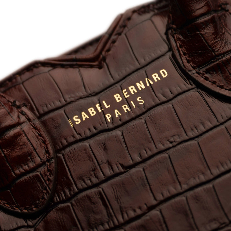 Isabel Bernard Honoré Cloe Mini Kroko Braun Kalbsleder Handtasche IB21124-230-zoom-