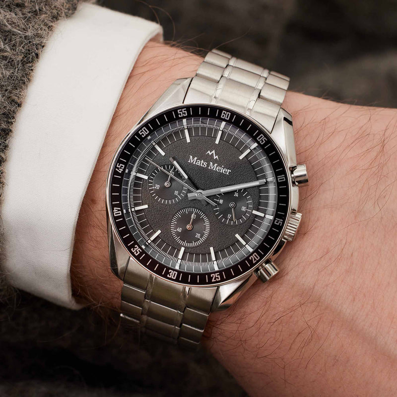 Mats Meier Arosa Racing Chronograaf HerrenUhr Silberfarbene und Schwarz MM50012-zoom-