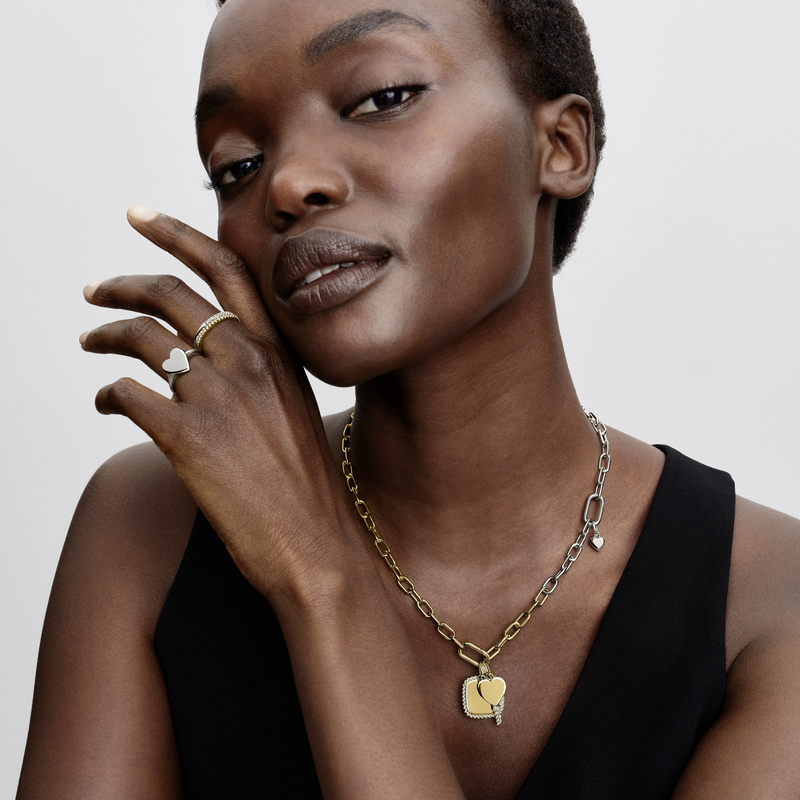 Pandora Moments Gold Plated Engravable Heart Key Shaped Pendant 364353C01-zoom-