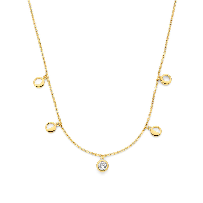 Violet Hamden Luna 925 Sterling Silberne Vergoldete Halskette mit Monden und Weißem Zirkonia-Stein VH340040-zoom-