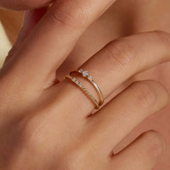 Beloro Jewels Monte Napoleone Delphine 9 karat gold ring with zirconia stones BO330055-56