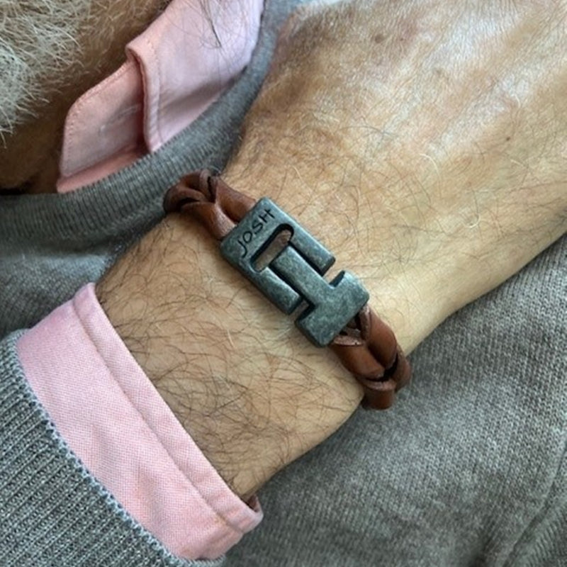 Josh Leather Bracelet 09284-BRA-VB/COGNAC/M-zoom-