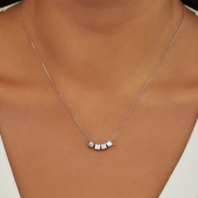 Isabel Bernard Saint Germain Felie 14 Karat | Weißgold Kubus Charm IB350051-zoom-