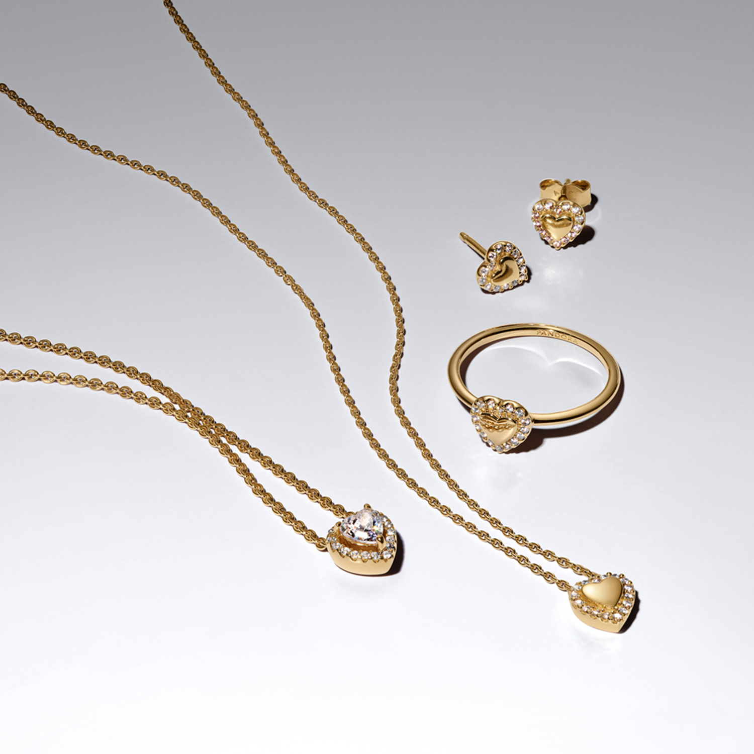 Pandora Timeless Gold Plated Sparkling Heart Halo Necklace 364364C01-45