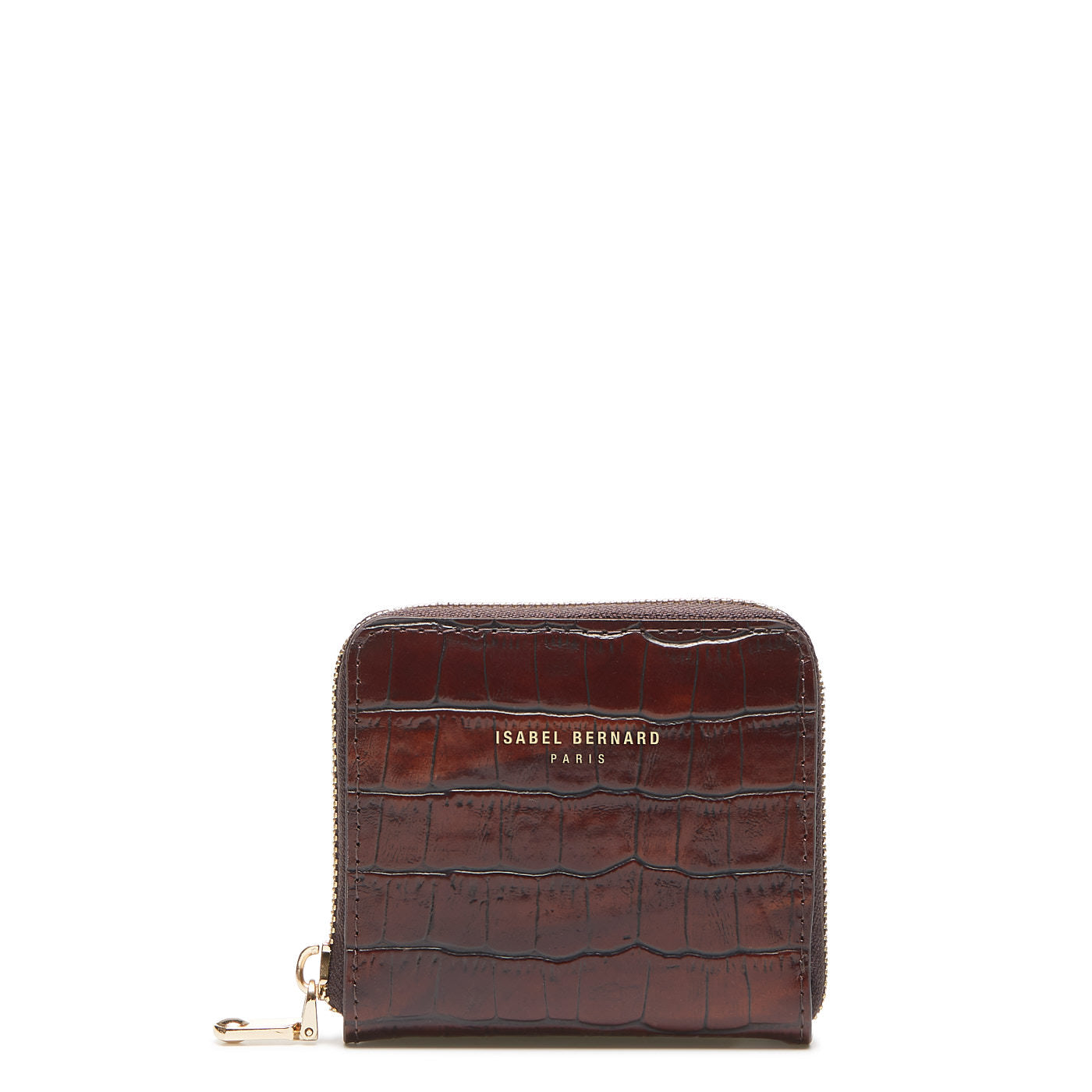 Isabel Bernard Honoré Jules Croco Brown Zip Wallet IB23106