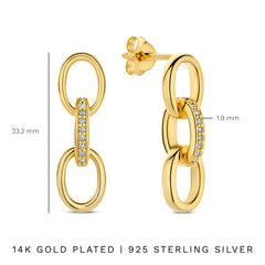 Parte Di Me Bibbiena Poppi Clara 925 Sterling Silver Gold Plated Drop Earrings PDM36192