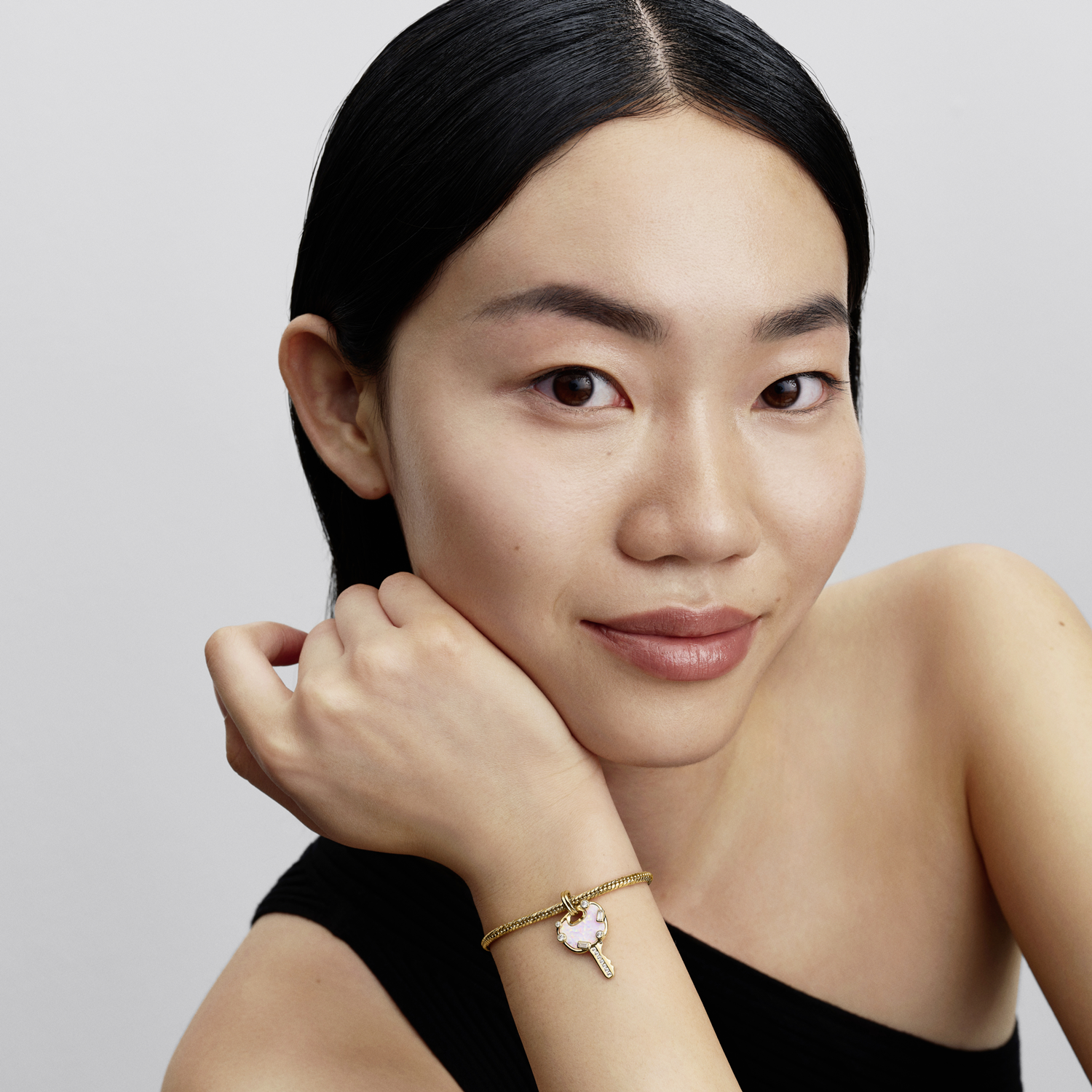 Pandora Moments Gold Plated Opal Pink Love Key Large Pendant Charm 764349C01