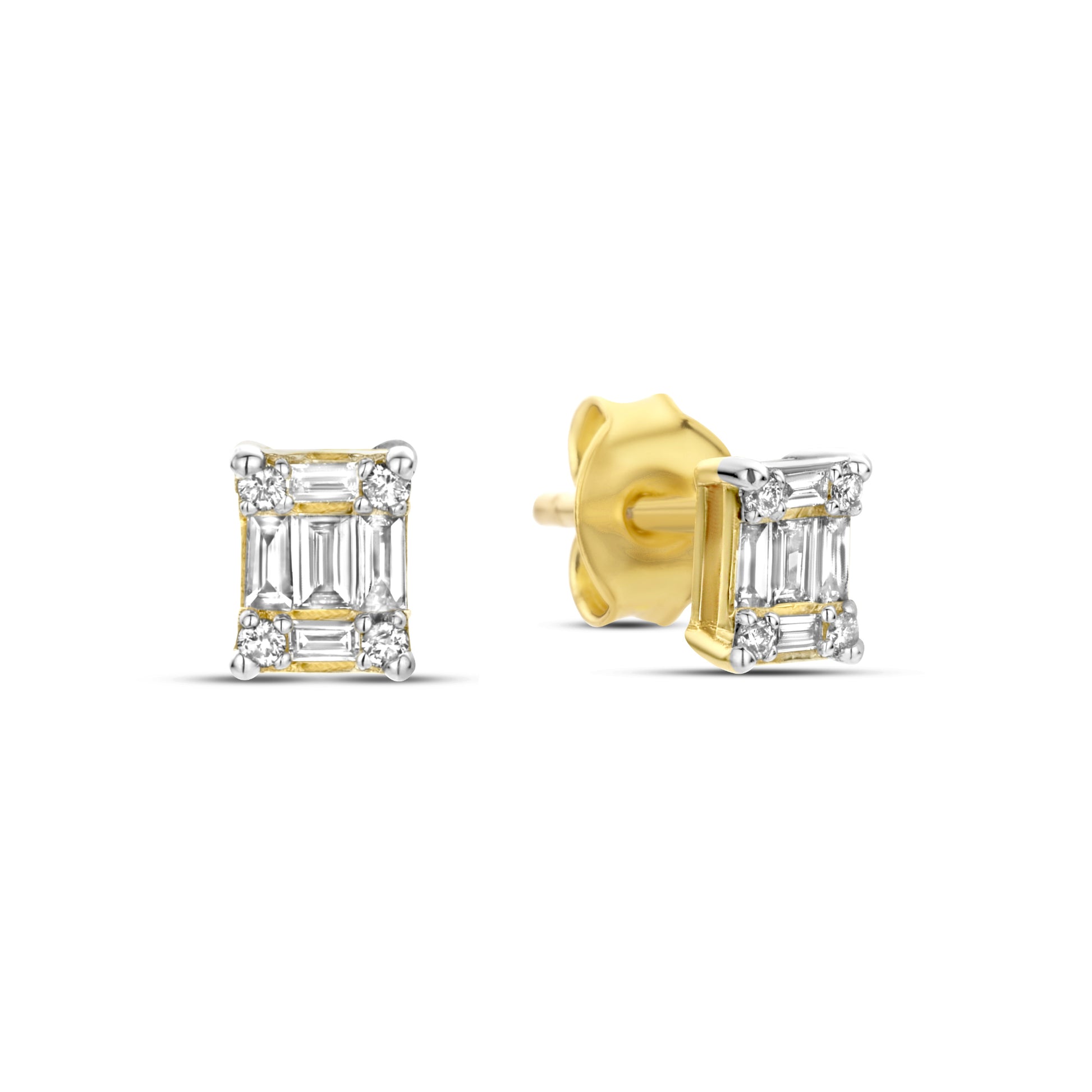 Isabel Bernard De la Paix Maxime 14 Carat Golden Ear Studs | diamond 0.19 ct | IBD360020