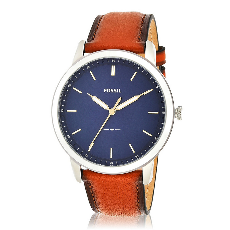 Fossil The Minimalist Silberne Und Blaue Herrenuhr FS5304-zoom-