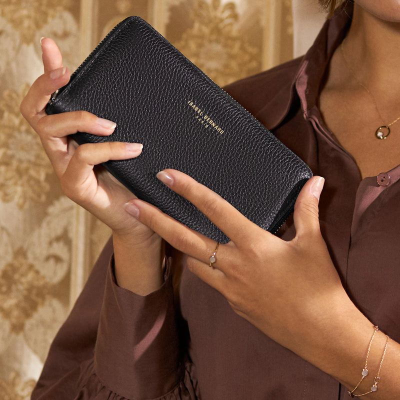 Isabel Bernard Honoré Léa Schwarzes Portemonnaie mit Reißverschluss IB23001-zoom-