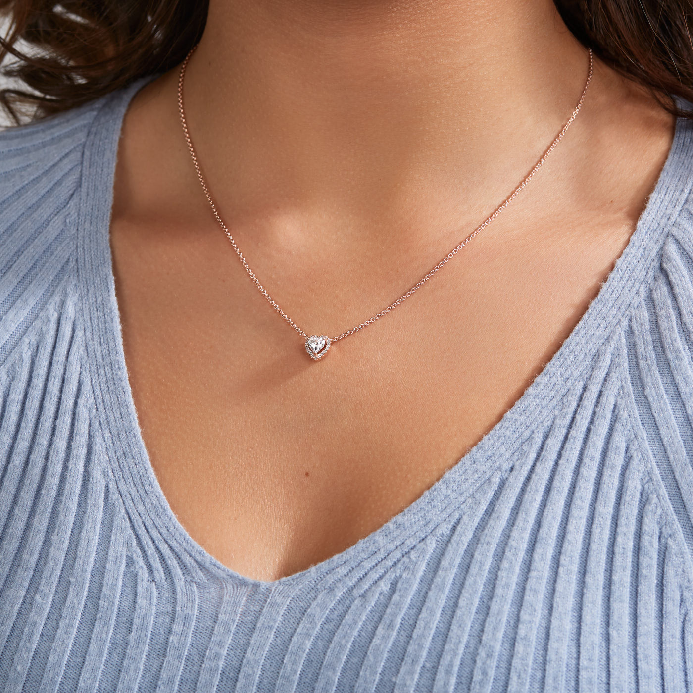 Pandora Timeless Sparkling Heart Necklacewith14 Carat RoseGold Plating 388425C01-45 (Length: 45.00 cm)