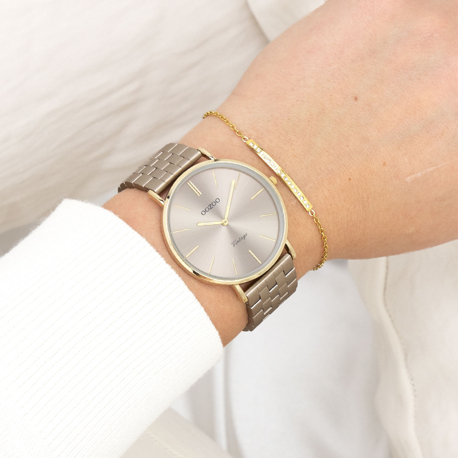 OOZOO Vintage Gold and Taupe Women's Watch C20404