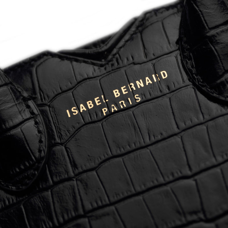 Isabel Bernard Honoré Cloe Mini Kroko Schwarz Kalbsleder Handtasche IB21124-201-zoom-