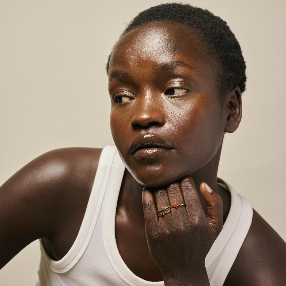 ENAMEL Copenhagen Recycled 925 Sterling Silver Gold Plated Red Adjustable Ring R101G-R48