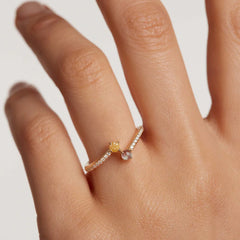 P D Paola Juno 925 Sterling Zilveren Goudkleurige Villa Ring met 18 Karaat Gouden Plating AN01-647-12