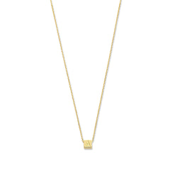 Isabel Bernard Le Carré 14 karaat gouden kubus inital ketting IB340043-A