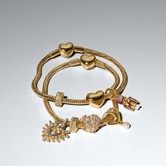 Pandora Moments Gold Plated Heart Clasp Faceted Snake Chain Bracelet 564236C00-17