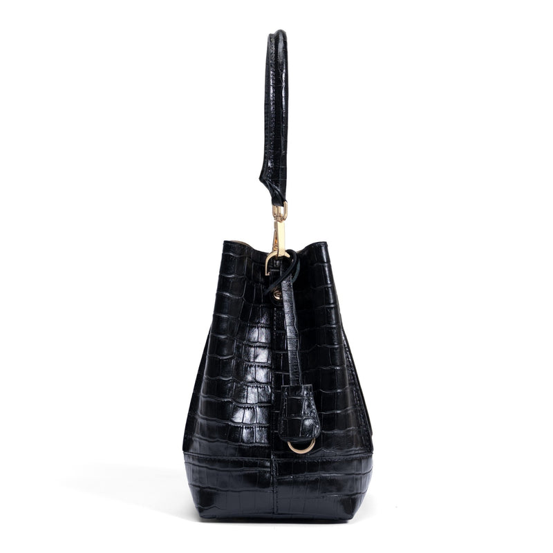 Isabel Bernard Femme Forte Minette Kroko Schwarz Kalbsleder Handtasche IB21114-201-zoom-