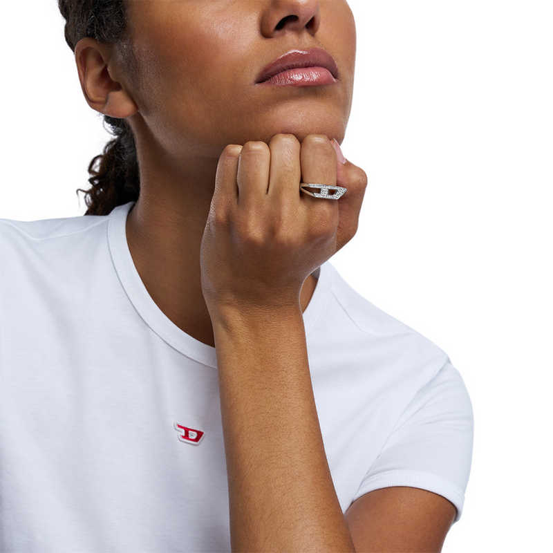 Diesel D Logo Silver Stainless Steel Ring DX16290407-zoom-