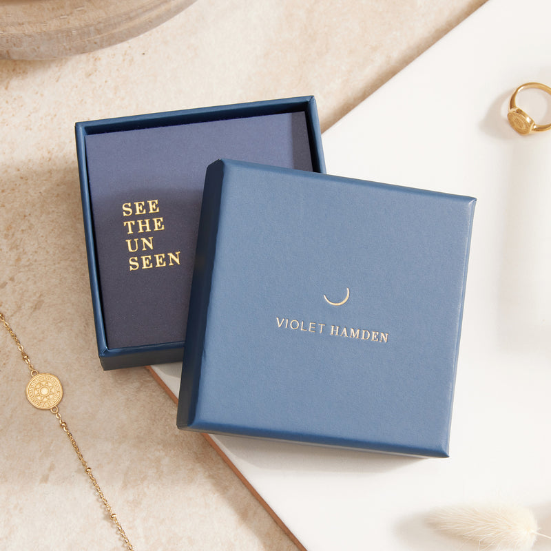 Violet Hamden Luna 925 Sterling Silberne Halskette mit Mond und Grünem Zirkonia-Stein VH340037-zoom-