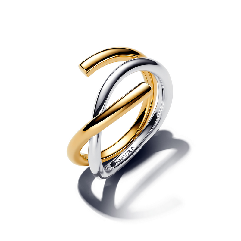 Pandora Essence Organically Shaped Two-tone Double Ring 163889C00-54-zoom-