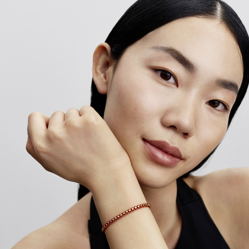 Pandora Moments Gold Plated Red Cord Snake Chain Bracelet 563816C01-18-zoom-