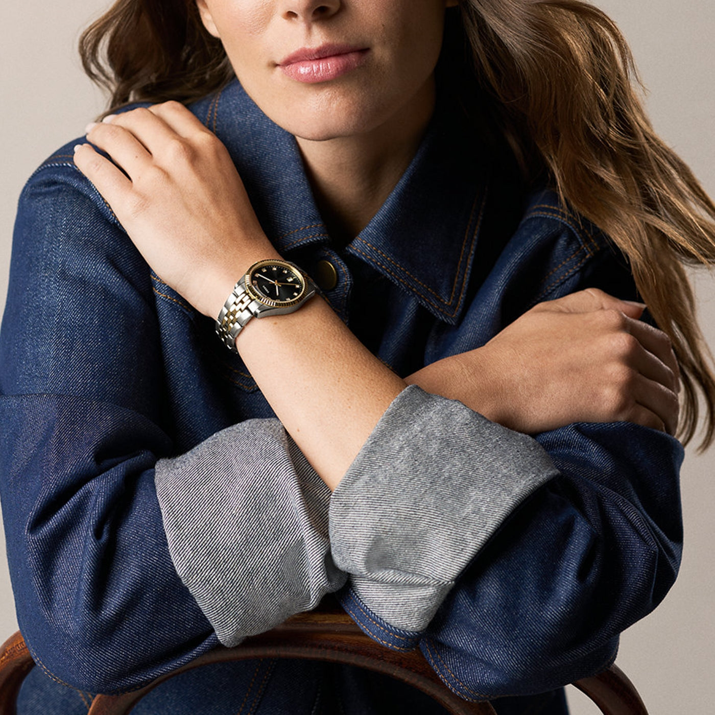 Fossil Scarlette Round Black Dial Watch ES5458