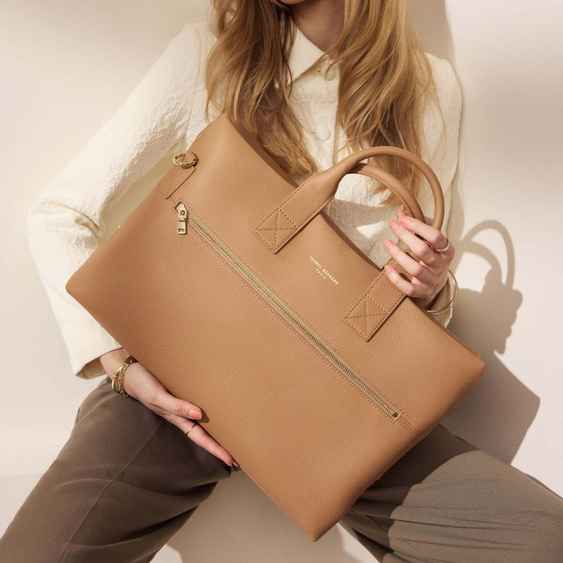 Isabel Bernard Honoré Anique Kamelfarbene Kalbsleder Handtasche IB25062-zoom-